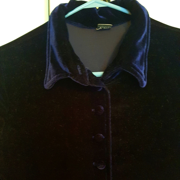 Vintage Dark Navy velvet shirt - Picture 2 of 2
